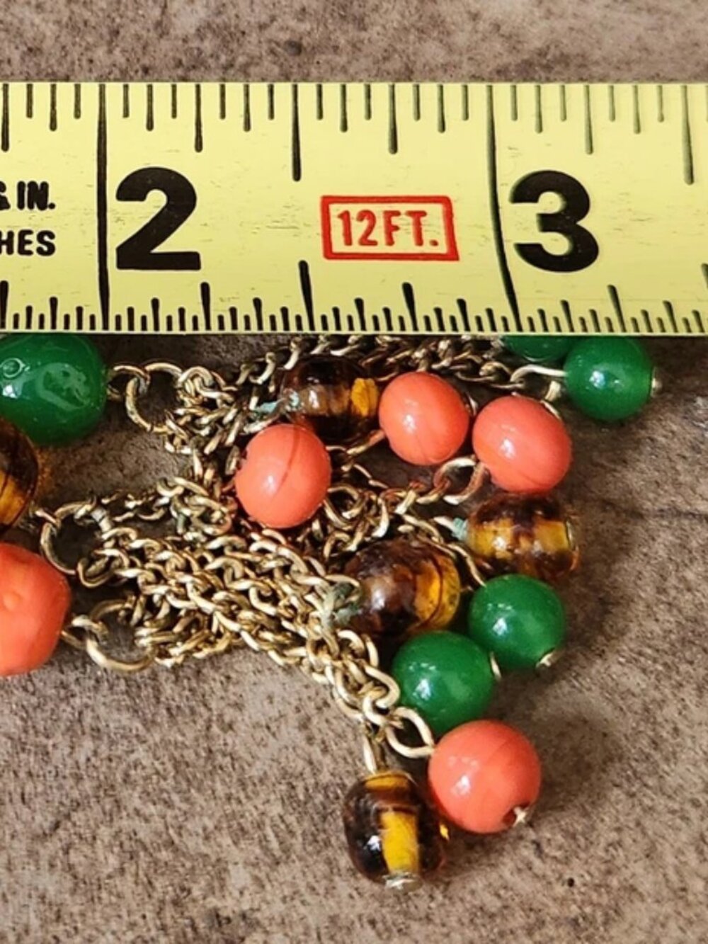 Vtg Statement Necklace Gold Tone Multi Chain & Colored Rhinestone Beaded Tassel - Picture 13 of 16